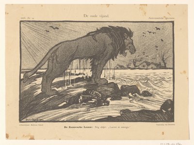 Spotprent op de Stormvloed van 1906 door Henricus