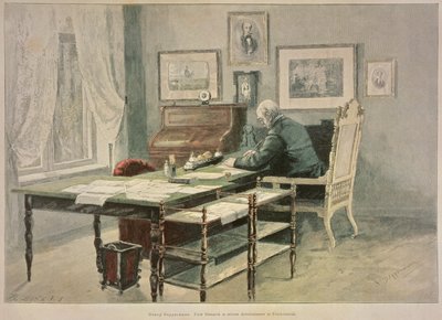 Prins Bismarck in zijn studeerkamer in Friedrichsruh door Henriette Deppermann