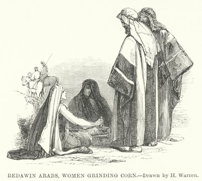 Bedoeïenen Arabieren, vrouwen die graan malen door Henry (after) Warren