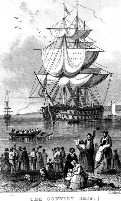 Het gevangenisschip, ca. 1820 door Henry Adlard
