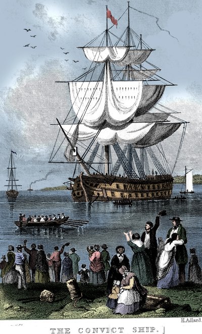 Het gevangenisschip, ca. 1820 door Henry Adlard