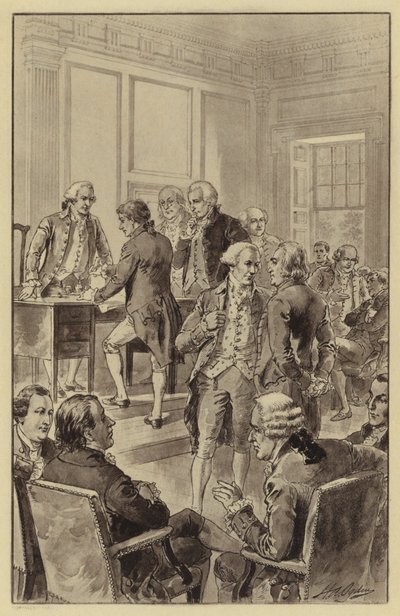 Ondertekening van de Onafhankelijkheidsverklaring, 4 juli 1776 door Henry Alexander (after) Ogden