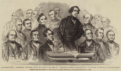 Schets van de bijeenkomst van de Health of Towns Association, in de Hanover Square Rooms door Henry Anelay