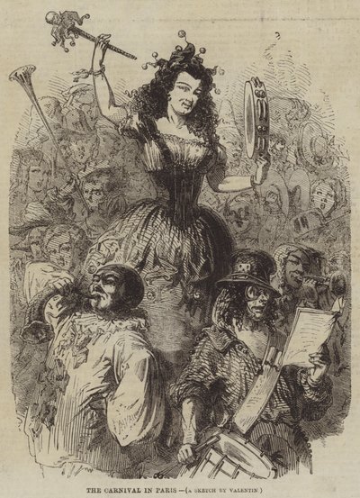Het Carnaval in Parijs door Henry Augustin Valentin