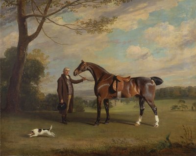 De stalmeester van de graaf van Shrewsbury die een jager vasthoudt door Henry Bernard Chalon
