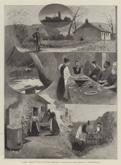 Een Vrije Communistische Kolonie in Engeland, Schetsen op Clousden Hill Farm, Forest Hall, Northumberland door Henry Charles Seppings Wright