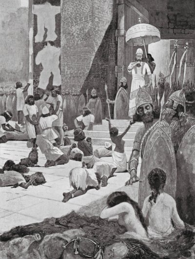 Ashur-nasir-pal en zijn krijgsgevangenen door Henry Charles Seppings Wright