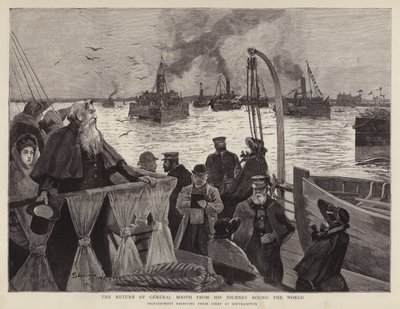 Generaal William Booth, Britse oprichter van het Leger des Heils, teruggekeerd in Southampton na zijn wereldtournee door Henry Charles Seppings Wright