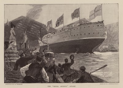HMS Royal Arthur te water door Henry Charles Seppings Wright