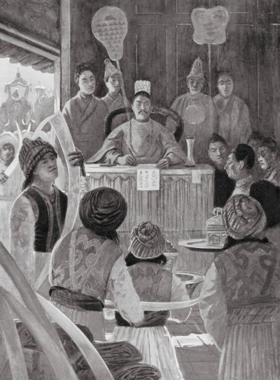 Siamese Gezanten brengen Hulde aan de Keizer van China door Henry Charles Seppings Wright