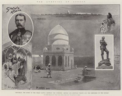 De wraak van Gordon, Omdurman, de plaats van de grote slag tussen de gecombineerde Britse en Egyptische troepen en de Derwisjen van Soedan door Henry Charles Seppings Wright