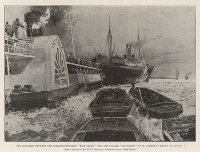 De botsing tussen de plezierstoomboot Koh-i-Noor en de kolenboot Huguenot in St Clement