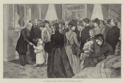 Het openbare ontvangst van de president in het Witte Huis, Washington door Henry Charles Seppings Wright