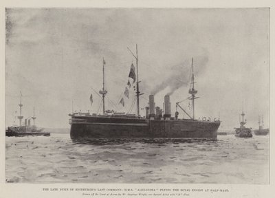 Het laatste bevel van de overleden hertog van Edinburgh, HMS Alexandra met de koninklijke vlag halfstok door Henry Charles Seppings Wright