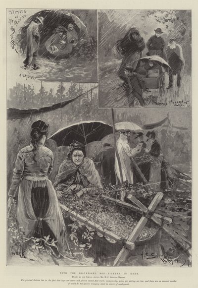 Bij de Verontruste Hopplukkers in Kent door Henry Charles Seppings Wright