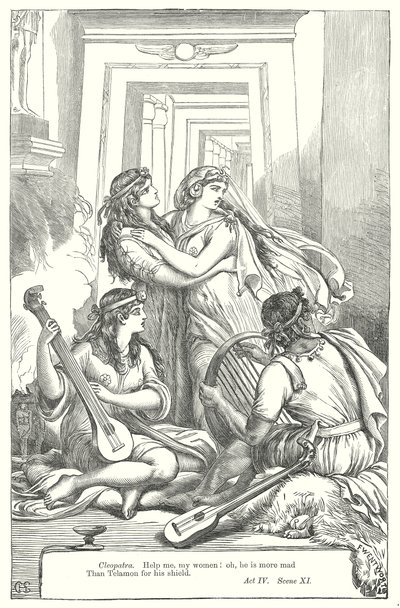 Antonius en Cleopatra (gravure) door Henry Courtney (after) Selous