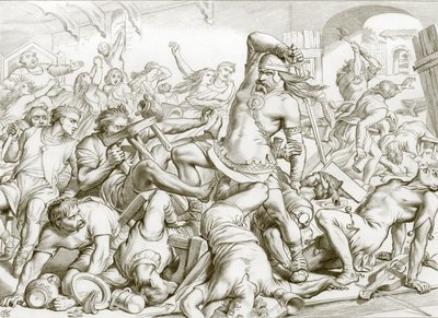 Hoe Hereward Bourne verloste van Fransen (gravure) door Henry Courtney (after) Selous