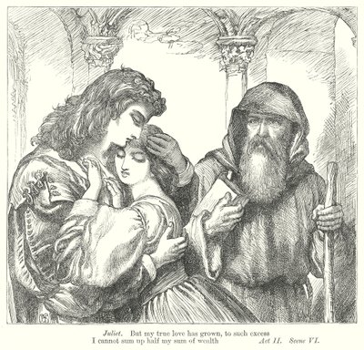 Romeo en Julia (gravure) door Henry Courtney (after) Selous