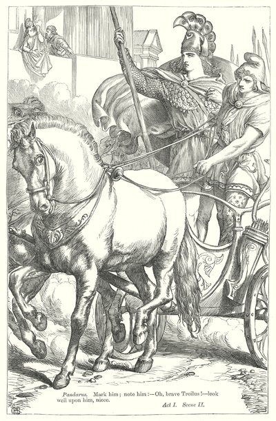 Troilus en Cressida (gravure) door Henry Courtney (after) Selous