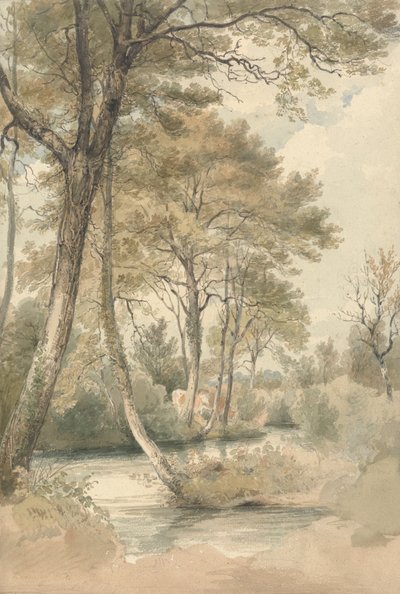 Stroom met Bomen en Vee nabij Bromley Hill, Kent door Henry Edridge