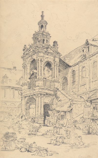 De veranda van de Halle van de Haute Vielle Tour, Rouen door Henry Edridge