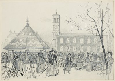 Zaterdagmiddag in Ardwick Green door Henry Edward Tidmarsh