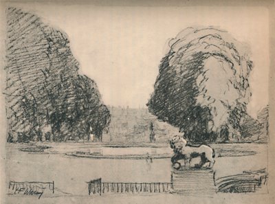In een melancholische stemming van oude geknipte bomen door Henry Franks Waring