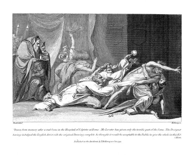 Poging om kwade geesten uit te drijven bij een patiënt in het San Spirito Ziekenhuis, Rome, 1792 door Johann Heinrich Füssli
