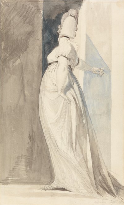 Achteraanzicht van een staande vrouw, genaamd mevrouw Fuseli door Johann Heinrich Füssli