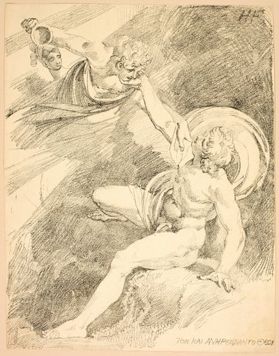 Hemelse Ganymedes, plaat XV uit de tweede uitgave van Specimens of Polyautography door Johann Heinrich Füssli