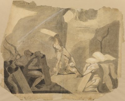 Titanen bestormen de berg Olympus door Johann Heinrich Füssli
