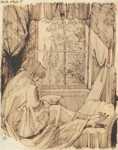 Vrouw Lezend, Zittend Voor een Raam door Johann Heinrich Füssli