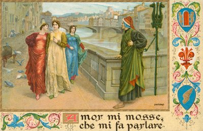 Italiaanse dichter Dante Alighieri en Beatrice Portinari door Henry Holiday