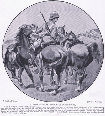 Derde man een ongewenste onderscheiding, uit After Pretoria: The Guerilla War gepubliceerd door Harmsworth Bros Limited, 1901 door Henry Inglis Jodrel Sheldon Williams