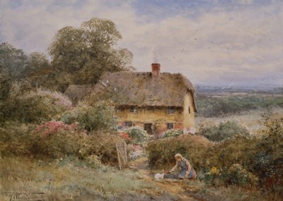 Een schilderachtig huisje, Warwickshire door Henry John Sylvester Stannard