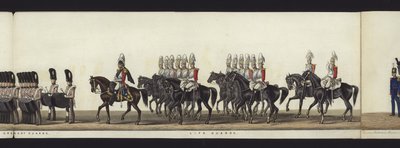 Deel van het panoramische uitzicht op de volledige begrafenisstoet van Arthur, hertog van Wellington door Henry Jr and Sala Alken