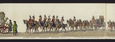 Deel van het panoramische uitzicht op de volledige begrafenisstoet van Arthur, hertog van Wellington door Henry Jr and Sala Alken