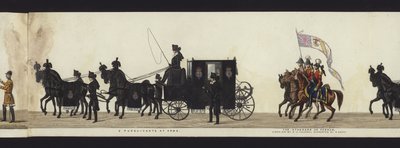 Deel van het panoramische uitzicht op de volledige begrafenisstoet van Arthur, hertog van Wellington door Henry Jr and Sala Alken