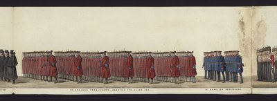 Deel van het panoramische uitzicht op de volledige begrafenisstoet van Arthur, hertog van Wellington door Henry Jr and Sala Alken