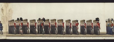 Deel van het panoramische uitzicht op de volledige begrafenisstoet van Arthur, hertog van Wellington door Henry Jr and Sala Alken
