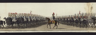 Deel van het panoramische uitzicht op de volledige begrafenisstoet van Arthur, hertog van Wellington door Henry Jr and Sala Alken