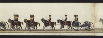 Deel van het panoramisch uitzicht op de volledige begrafenisstoet van Arthur, hertog van Wellington door Henry Jr and Sala Alken