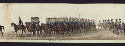 Deel van het panoramisch uitzicht op de volledige begrafenisstoet van Arthur, hertog van Wellington door Henry Jr and Sala Alken