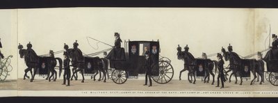 Deel van het panoramische uitzicht op de volledige begrafenisstoet van Arthur, Hertog van Wellington door Henry Jr and Sala George Augustus Alken