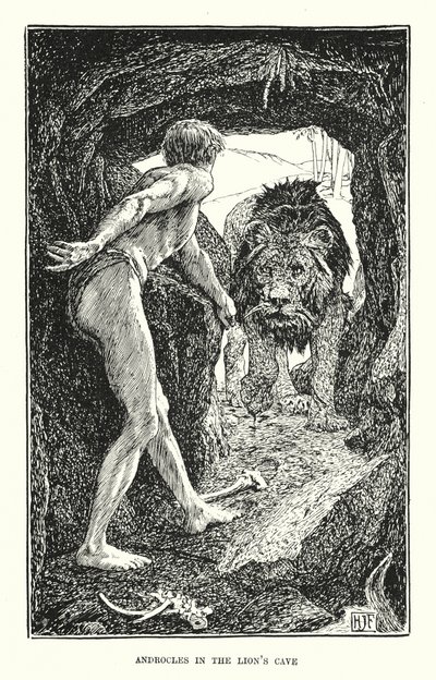 Androcles in de leeuwenkuil (gravure) door Henry Justice Ford