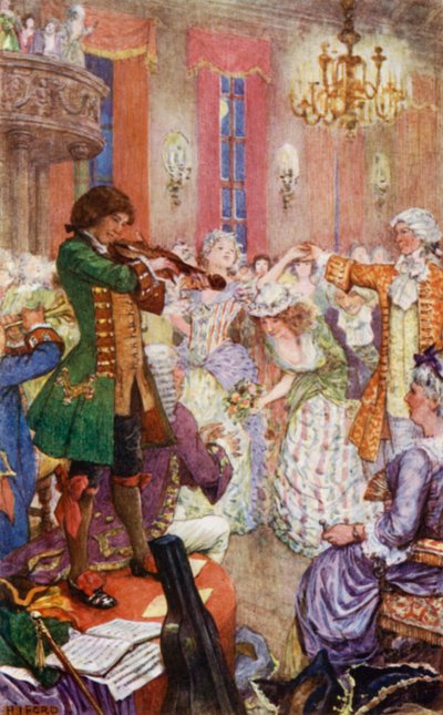 Blinde Jack speelt zijn viool op de balavonden door Henry Justice Ford