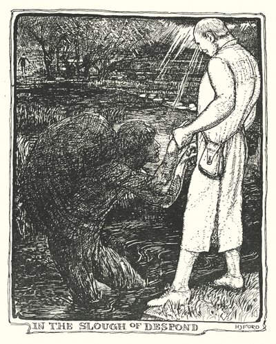 Illustratie voor De Pelgrimstocht door John Bunyan (litho) door Henry Justice Ford