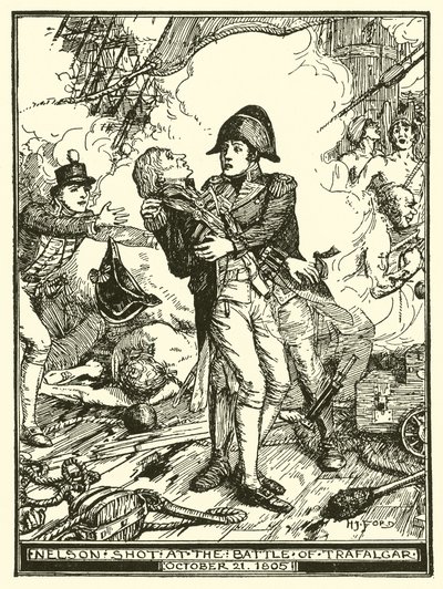 Nelson Neergeschoten bij de Slag om Trafalgar, 21 oktober 1805 door Henry Justice Ford