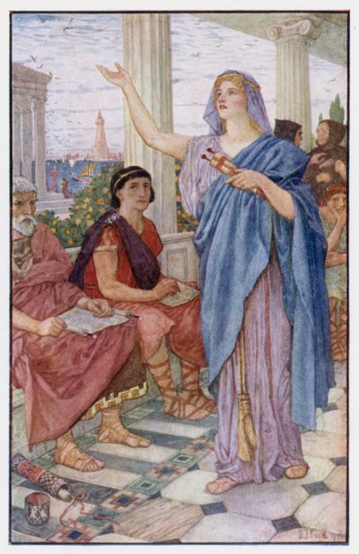 Synesius volgt de lezingen van Hypatia door Henry Justice Ford