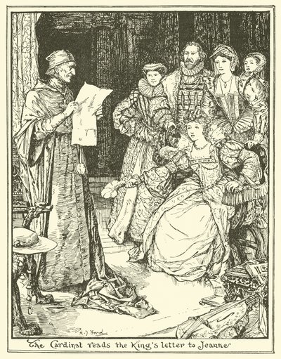 De kardinaal leest de brief van de koning aan Jeanne door Henry Justice Ford